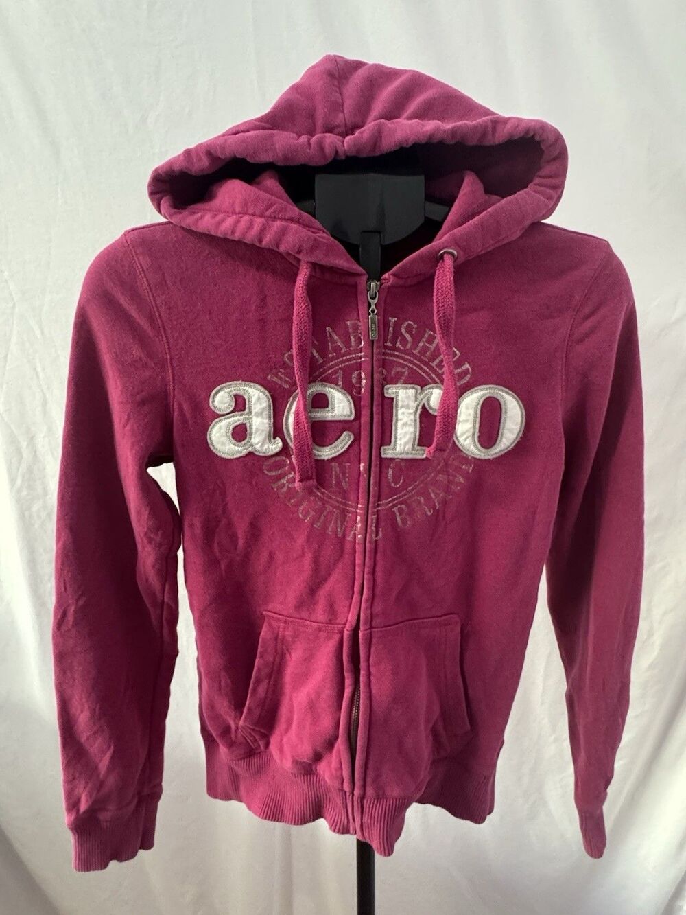 Aeropostale Aero Applique Full Zip Hoodie‎ Berry Pink Women's M Y2K 2000s